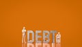 The man figure and debt text for Business concept 3d rendering