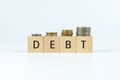 Debt word on wooden block Royalty Free Stock Photo