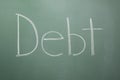 Debt written on chalkboard