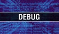 Debug with Digital java code text. Debug and Computer software coding vector concept. Programming coding script java, digital Royalty Free Stock Photo