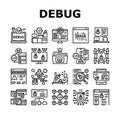 Debug Research And Fix Collection Icons Set Vector