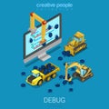 Debug software code building debugging huge bug vector isometric Royalty Free Stock Photo