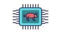 Debugging Chip Icon: Software Error Bug Fixing, vector design Generative AI Royalty Free Stock Photo