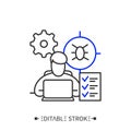 Debugging line icon. Editable illustration