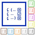 Debugging program flat framed icons