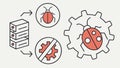 Debugging and software testing icon set with bug gear vector design Generative AI Royalty Free Stock Photo