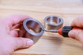 Deburring tool for metal, wood, aluminum, copper and plastic. The process of deburring metal