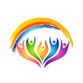 Liberty people logo with rainbow.