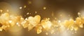 romantic gold background, bokeh, hearts, AI generated