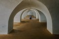 Ancient cannon Interior of Tipu sultanÃ¢â¬â¢s prison Colonel Bailey Dungeon; the historical arched fortress of Srirangapatna.. Mysore