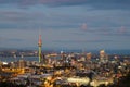 2017, DEC 4 - Auckland, New Zealand, Panorama view of Auckland Skytower and buildings. View from Mt. Eden I Royalty Free Stock Photo