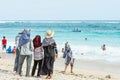 Dec 28, 2017 - Bali, Indonesia : Group of Muslim women standing on the beach in Bali Indonesia