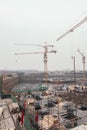 18 Dec,2014 Beijing. Work activity on a construction site in City with cranes and workers Royalty Free Stock Photo