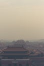 19,Dec,2015 China,Beijing :vertical shot of the Forbidden City in Beijing China, on a foggy day Royalty Free Stock Photo