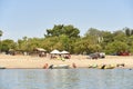 Beach on the Uruguay River in Colon in Entre Rios, Argentina. Kayak rental point