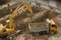 09-Dec-2020, Dhaka, Bangladesh.Construction work is going on with the excavator