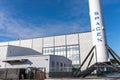 Dec 8, 2019 Hawthorne / Los Angeles / CA / USA - SpaceX Space Exploration Technologies Corp. headquarters; Falcon 9 rocket