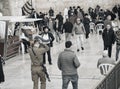 Blurred image of a group of men praying at the wailing wall, jerusalem, israel Royalty Free Stock Photo