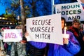 Dec 17, 2019 Mountain View / CA / USA - Recuse yourself Mitch sign raised at the Impeachment Eve Vigil rally held in one of the