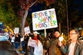 Dec 17, 2019 Mountain View / CA / USA - Remove the swamp monster sign raised at the Impeachment Eve Vigil rally held in one of the