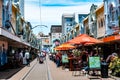 2018 DEC 22, New Zealand, Christchurch, New Regent st, beautiful colorful building and people around the street