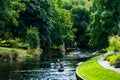 2018, DEC 22 - New Zealand, Christchurch, People are enjoing on the boat on the river in Botanic garden