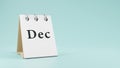 DEC on  paper desk  calendar  3d rendering Royalty Free Stock Photo