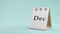 DEC on  paper desk  calendar  3d rendering Royalty Free Stock Photo