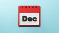 DEC on  paper desk  calendar  3d rendering Royalty Free Stock Photo