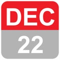 22 December - Month of December calender Royalty Free Stock Photo