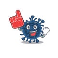 Decacovirus mascot cartoon style with Foam finger