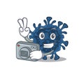 Decacovirus mascot design as a professional photographer with a camera Royalty Free Stock Photo