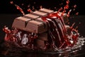 Decadent chocolate bar with luscious chocolate oozing out in a tempting display of sweetness