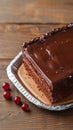 Decadent chocolate cake adorned with velvety soft ganache icing Royalty Free Stock Photo