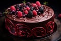 Decadent Chocolate Cake: Cocoa Richness & Raspberry Elegance