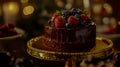 Decadent Chocolate Cake with Fresh Berries Royalty Free Stock Photo