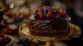 Decadent Chocolate Cake with Fresh Berries Royalty Free Stock Photo