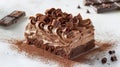 Decadent Chocolate Cake Slice with Shavings on Top