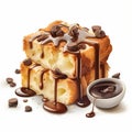 Decadent Chocolate Croissant Bread Pudding With Melting Cheese Sauce