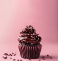 Decadent Chocolate Cupcake with Vanilla Whipped Cream and Cherry Royalty Free Stock Photo