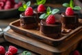 Decadent Chocolate Desserts Garnished with Fresh Raspberries Royalty Free Stock Photo