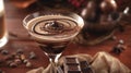 Decadent Chocolate Espresso Martini on Wooden Table Royalty Free Stock Photo