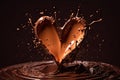 Decadent Chocolate Heart Splash Indulge in Sweet Love. created with Generative AI