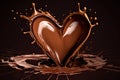 Decadent Chocolate Heart Splash Indulge in Sweet Love. created with Generative AI