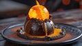 Decadent Chocolate Lava Cake with Vibrant Orange Glaze