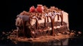 Decadent Chocolate Layer Cake With Strawberries And Syrup