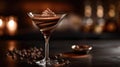 Decadent Chocolate Mousse Martini. An elegant martini glass filled with silky chocolate mousse, swirled with a rich