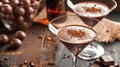 Decadent Chocolate Mousse Martini. An elegant martini glass filled with silky chocolate mousse, swirled with a rich