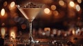 Decadent Chocolate Mousse Martini. An elegant martini glass filled with silky chocolate mousse, swirled with a rich