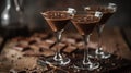 Decadent Chocolate Mousse Martini. An elegant martini glass filled with silky chocolate mousse, swirled with a rich